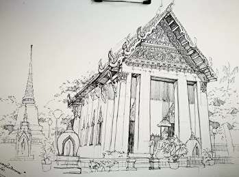นักศึกษาชั้นปีที่ 1 สาขาวิชาสถาปัตยกรรม
ลงพื้นที่วัดนรนาถสุนทริการาม
กับรายวิชาวาดเส้นและแสดงผลงาน 1