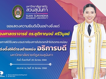 His Majesty the King has appointed
Assoc. Prof. Dr. Chutikan Srivibul to
serve as the President of Suan Sunandha
Rajabhat University