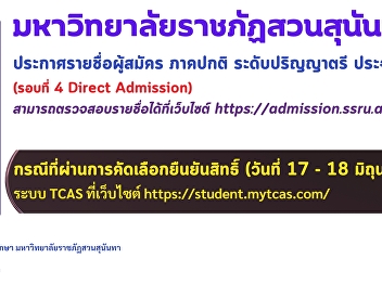 announces the list of applicants for the
Regular Undergraduate Program, Academic
Year 2025 (Round 4: Direct Admission).