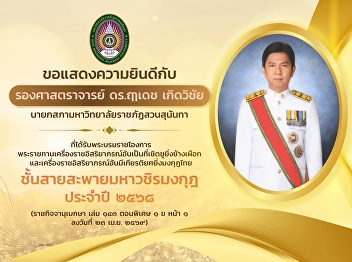 congratulations to Associate Professor
Dr. Rueadej Kerdwichai, President of the
University Council of Suan Sunandha
Rajabhat University